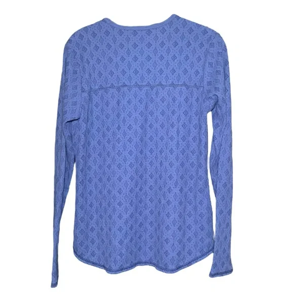 5/$25 Orvis Waffle Weave Long Sleeve Cornflower Blue Rounded Hem Medium - Picture 2 of 4